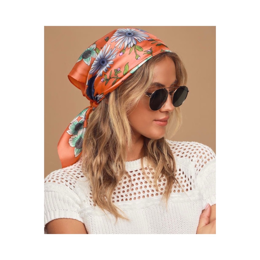 NEW Lulu’s Growing Love Coral Pink Multi Floral Print Handkerchief Scarf